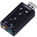 Mini USB 2.0 3D Virtual 480Mbps External 7.1 Channel Audio Sound Card Adapter- black