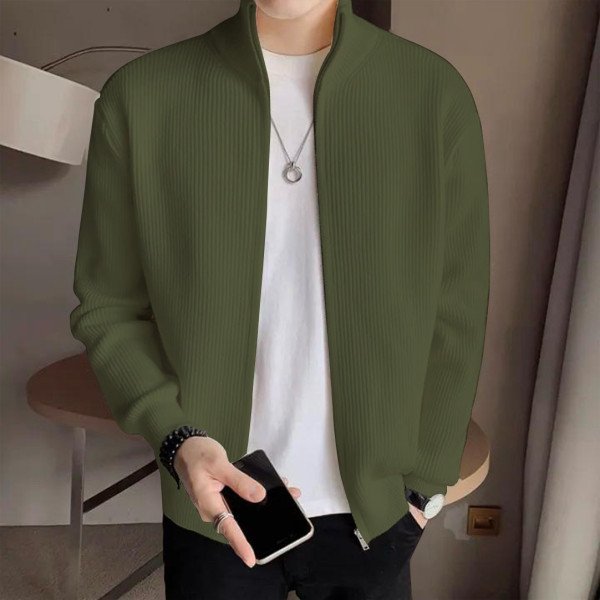 img_6916212285a8b Men's Rib jacket Lite Olive Colour (Full Zipper) - Image 1